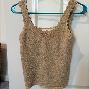 Women's Beige Knit Tank Crop